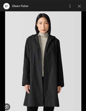 NEW EILEEN FISHER BLACK Light Cotton Nylon Hooded Coat SMALL ANORAK